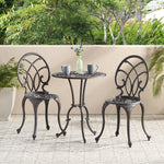 Charming 3-Piece Bistro Set with Copper-Finish Cast Aluminum and Umbrella Hole 50550.00COP-djyc