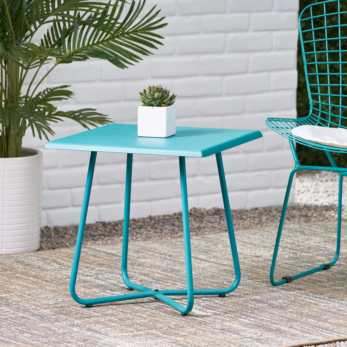 Modern X-Shaped End Table – A Stylish and Durable Addition to Your Outdoor Space 62848.00T-djyc