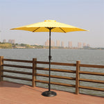 8.8 feet Outdoor Aluminum Patio Umbrella, Patio Umbrella, Market Umbrella with 33 pounds Round Resin Umbrella Base, Push Button Tilt and Crank lift, Yellow B010S00246-djyc