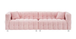 Charming 102-Inch Pink Teddy Fleece Sofa for Living Room, Bedroom, or Apartment - Includes Two Chic Throw Pillows & Sturdily Supported by Hardware Feet W1278S00019-djyc