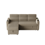 85 Inches Corduroy Sofa Bed, 3 Seater Sleeper Sofa with Storage Chaise, Square Handrail With Two Cup-holder And USB Charge Port, Pull Out Couch for Living Room W834S00271-djyc
