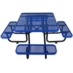 Square Outdoor Steel Picnic Table 46' blue ,with umbrella pole W465S00013-djyc