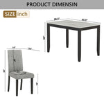 5-Piece Dining Set with Faux Marble Tabletop, Faux Marble dining table set for 4, Modern Wooden Dining Table Set for Kitchen and Dining Room, White +Dark Espresso W1998S00058-djyc