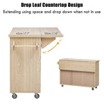 K&K 51.2"W Ash Veneer (Not Cheap Paper) Solid Wood Handwoven Kitchen Island with Drop Leaf, Coastal Kitchen Island on Wheels with Internal Storage Rack, Rolling Kitchen Cart, Nature Wood N707P207916Y-djyc