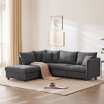 89*79'Modern Sectional Sofa with Vertical Stripes,2 Pillows,5-Seat Couch with Convertible Ottoman,Various Combinations,L-Shape Indoor Furniture for Living Room,Apartment, 3 Colors GS009052AAE-djyc