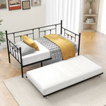 Metal Daybed Frame Twin Size Platform with trundle , No Box Spring Needed Black W840104493-djyc