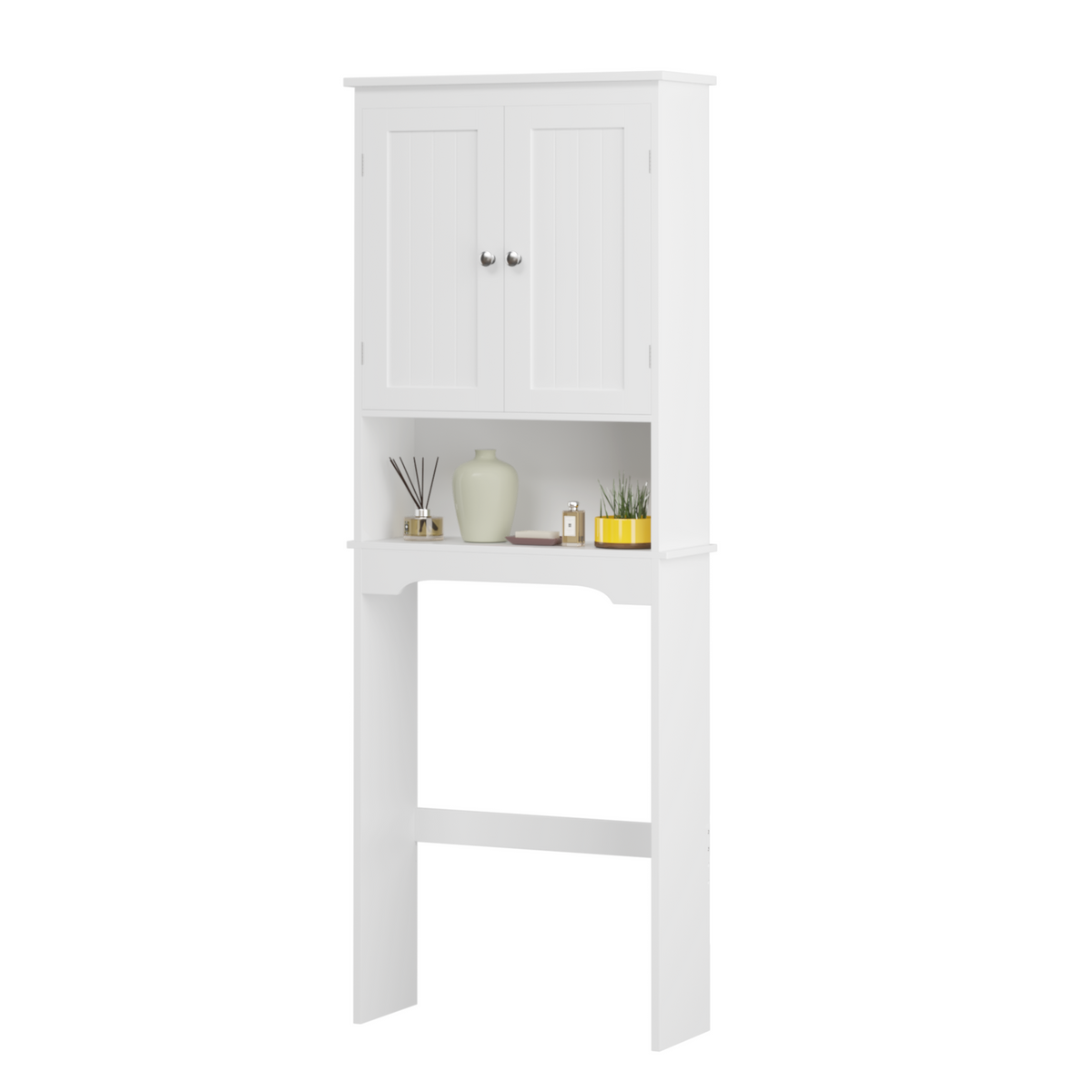 Over The Toilet Storage Cabinet, Bathroom Shelf Over Toilet, Bathroom Storage Cabinet Organizer,Wood Bathroom Space Saver, White W808P175909-djyc