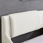 Queen Bed Frame Modern Faux Leather Upholstered Platform Bed Frame with and Headboard Wave Like Curve Low Profile Bed Frame,Wood Slats Support,Easy Assembly,White W487P169714-djyc