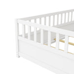 Twin Size Floor bed, integral construction with super high security barrier, door, children's floor bed frame, Montessori wooden children's floor bed, Support slat white W1858P164938-djyc