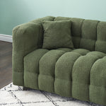 Luxurious 102-Inch Green Teddy Fleece Sofa for Living Room, Bedroom, or Apartment - Includes Two Throw Pillows & Reinforced with Heavy-Duty Hardware Feet W1278S00020-djyc