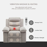 Power Recliner Chair with Adjustable Massage Function, Velvet Electric Power Chair for Elderly with One Side Pockets, Recliner Chair with Heating System for Living Room,Beige W1998120244-djyc