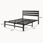 Full Size Platform Bed Frame with Rustic Vintage Wood Headboard, No Box Spring Needed Black W840P164957-djyc