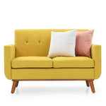 Loveseat Sofa, Mid Century Modern Decor Love Seat Couches for Living Room, Button Tufted Upholstered Small Couch for Bedroom, Solid and Easy to Install Love Seats Furniture, Yellow W487P189545-djyc
