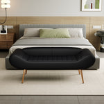 Versatile Black 57-Inch Sofa Stool with PVC Fabric: Perfect for Bedside or Porch Addition W1278122704-djyc