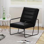 Modern Metal Framed Armchair with Black Technical Leather, Stylish & Comfortable Indoor Lounge Accent Chair for Living Room, Office,Bedroom W1669P197980-djyc
