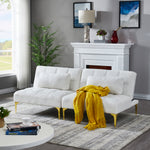 Convertible sofa bed futon with gold metal legs teddy fabric (White) W1097S00064-djyc