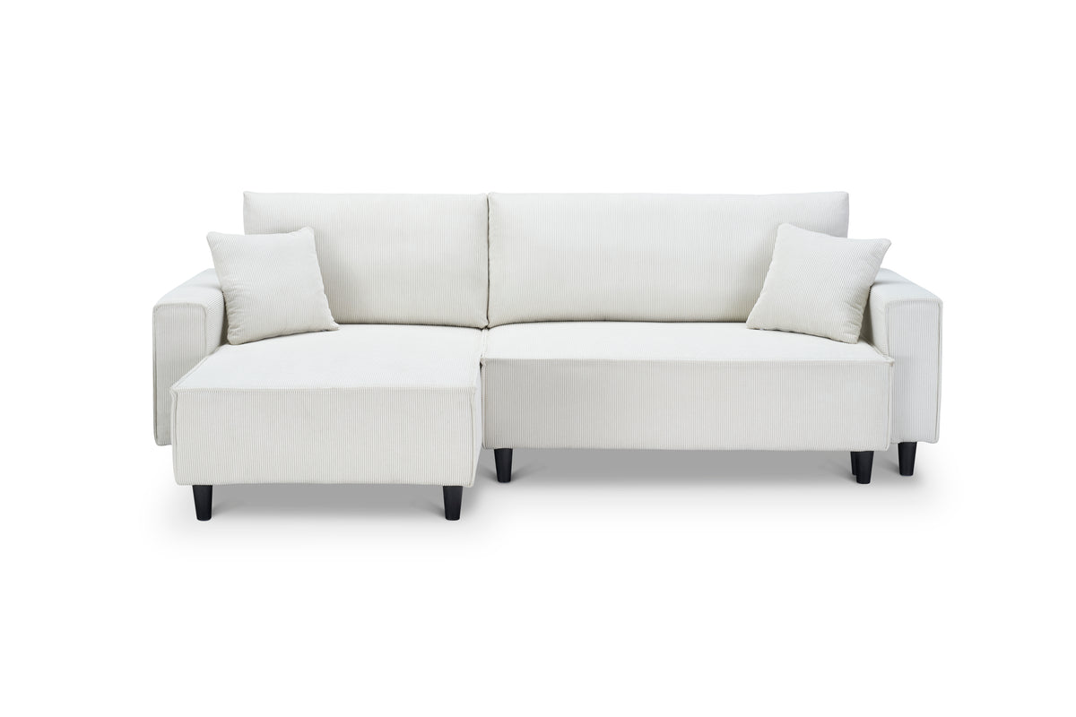 Comfortable 93-Inch Beige Corduroy Sofa Bed Including Two Pillows - Perfectly Suited for Living Room or Apartment, Maintaining a Spacious & Uncrowded Atmosphere W1278S00023-djyc