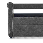 Daybed with Trundle Upholstered Tufted Sofa Bed, with Button and Copper Nail on Arms,Full Daybed & Twin Trundle, Grey(85.5"x57"x30.5") W487S00078-djyc