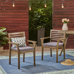 Sleek Gray Acacia Wood Dining Chair Set – Durable, Comfortable, and Timeless with Water-Resistant Cushions and Easy Maintenance 61723.00GRY-djyc