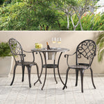 Outdoor Bistro Set with Ice Bucket – Cast Aluminum Construction, 2 Chairs & 1 Table, Perfect for Dining and Entertaining 52255.00COP-djyc
