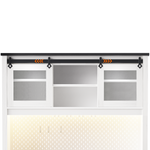 K&K 71" Farmhosue Pantry Bar Cabinet with Internal Storage Rack,Kitchen Cabinet with Hutch,Sliding Door,Power Outlet,Pegboard,Wine & Glasses Rack,3 Drawers,Rustic Coffee Bar Storage Cabinet,White Oak N707S000008W-djyc