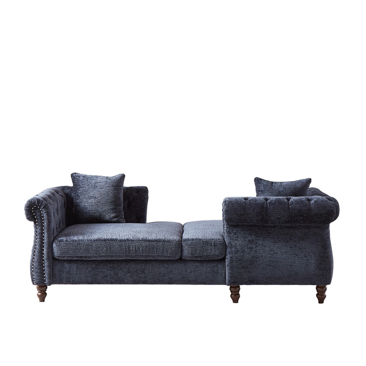 81-inch Chenille Face-to-face Chaise Lounge with Two Pillows,Nailhead trim,Button Tufted Design and Rolled Arms for Lounge, Living room and Office W834S00317-djyc