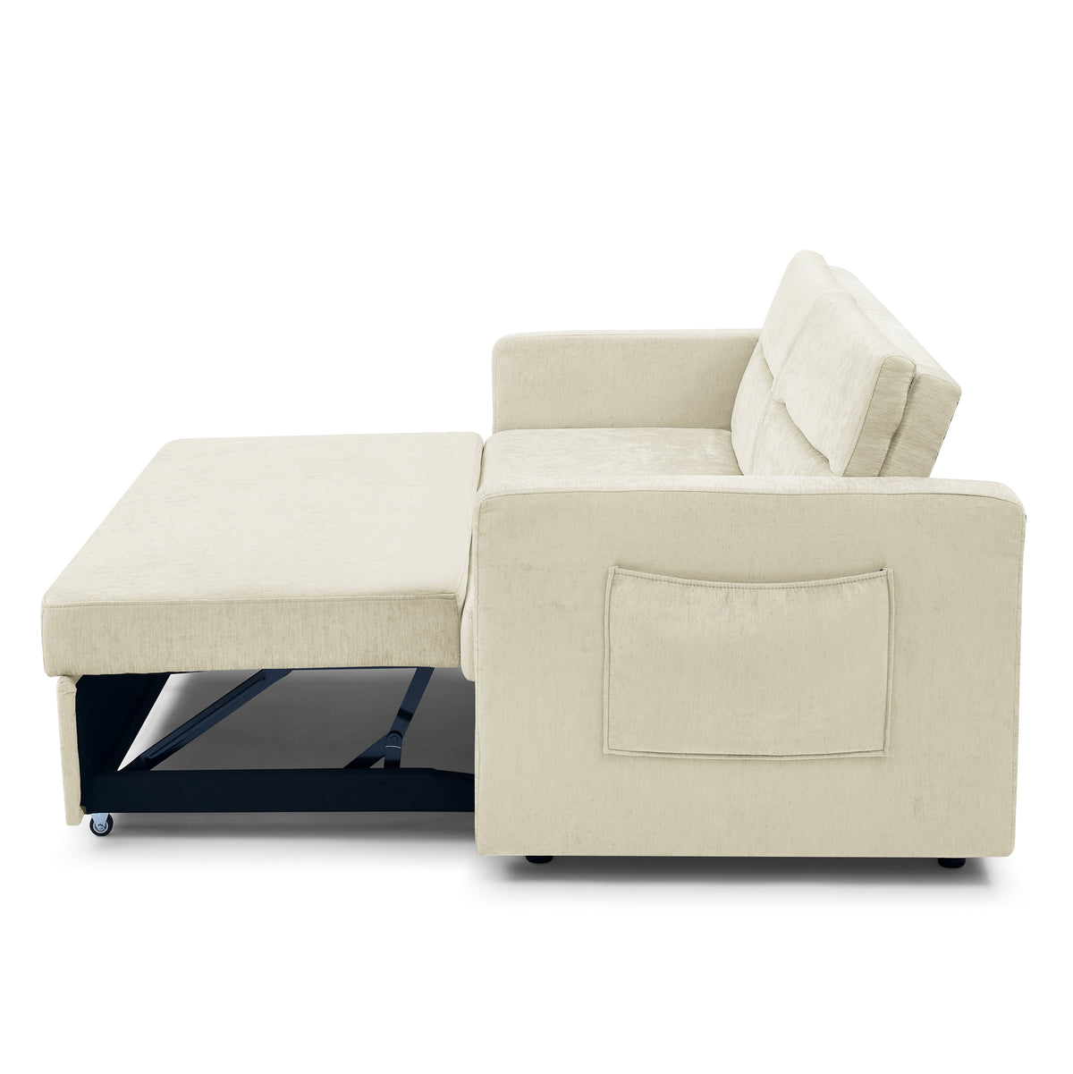 Loveseats Sofa Bed with Pull-out Bed,Adjsutable Back and Two Arm Pocket,Beige (54.5"x33"x31.5") W48766863-djyc