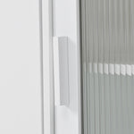 Kitchen Island with Drop Leaf, LED Light Kitchen Cart on Wheels with 2 Fluted Glass Doors and 1 Flip Cabinet Door, Large Kitchen Island Cart with an Adjustable Shelf and 2 Drawers (White) WF311171AAW-djyc