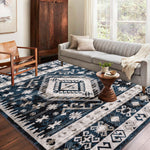 Area Rug 8x10 Vintage Bohemia Large Persian Non-slip Washable Rug For Living Room Kitchen Bedroom Living Room Geometry Blue/Black-W2907P265133