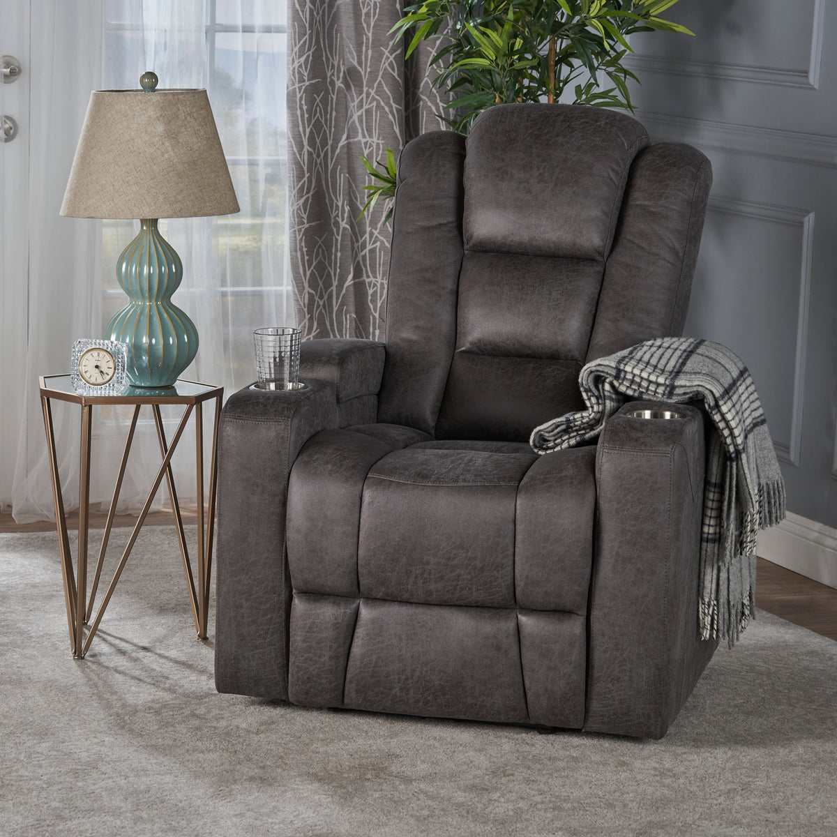 33' Wide Power Standard Recliner Chair with Arm Storage with USB 61364.00MF-djyc