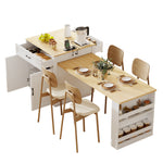 K&K 82.7 inch Kitchen Island with Extendable Dining Table for 4-6 Person,Two-tone Kitchen Table with Double-sized Storage, Power Outlet, Kitchen island with Storage 2 Drawers 2 Side Open Shelves,White N707S000010W-djyc