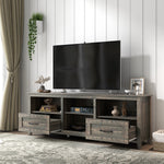 70 Inch Length TV Stand for Living Room and Bedroom, with 2 Drawers and 4 High-Capacity Storage Compartment,Black Pine W881123503-djyc