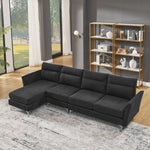 Modern Sofa 3-Seat Couch with Stainless Steel Trim and Metal Legs for Living Room,New package compression sofa technology,black W487S00233-djyc