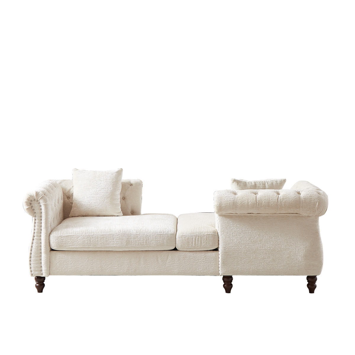 81-inch Chenille Face-to-face Chaise Lounge with Two Pillows,Nailhead trim,Button Tufted Design and Rolled Arms for Lounge, Living room and Office W834S00315-djyc