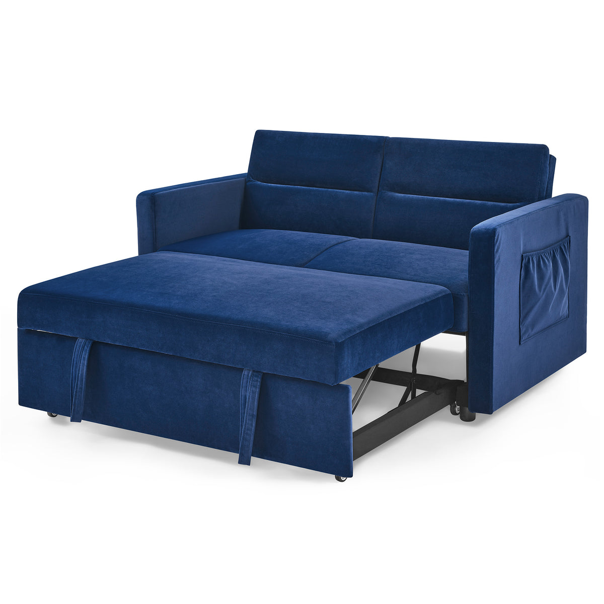 Loveseats Sofa Bed with Pull-out Bed,Adjsutable Back and Two Arm Pocket,Blue (54.5"x33"x31.5") W48766864-djyc