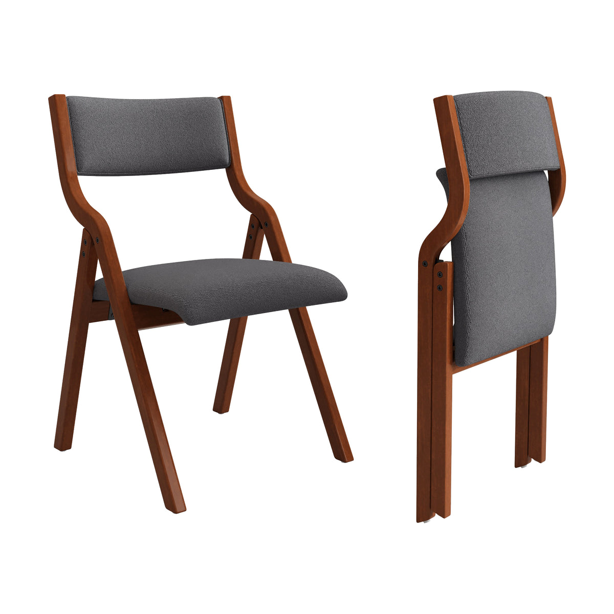 Upholstered folding Dining chair, space saving, easy to carry, Dining Room,No assembly required,2-Pack-Grey+Cherry W2336P163452-djyc