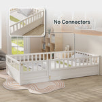 Twin Size Floor bed, integral construction with super high security barrier, door, children's floor bed frame, Montessori wooden children's floor bed, Support slat white W1858P164938-djyc