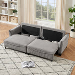 Sofa with Grey Corduroy Fabric, Convertible to Sofa Bed with Two Throw Pillows: Perfect for Living Rooms & Versatile Spaces W1278S00041-djyc