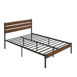 Full Size Bed Frame with Wood Headboard, Metal Frame with Strong Slats, Noise Free,No Box Spring Needed-Brown. W2336P167501-djyc