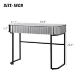 39" Mirrored Makeup Vanity Table with Stainless Steel Base, Mirrored Console Dressing Table with 2 Drawers,Versatile Desk for Bedroom and Office, Gray N704P171796B-djyc