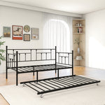 Metal Daybed Frame Twin Size Platform with trundle , No Box Spring Needed Black W840104493-djyc