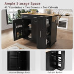 K&K Kitchen Island with Drop Leaf, Kitchen Storage Cart with 3 Tier Pull Out Cabinet Organizer, Internal Storage Rack, Rolling Kitchen Cart on Wheels with Towel Rack, 2 Drawers, for Kitchen, Black WF531421AAB-djyc