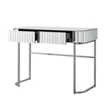 39" Mirrored Makeup Vanity Table with Stainless Steel Base, Mirrored Console Dressing Table with 2 Drawers,Versatile Desk for Bedroom and Office, Silver N704P171796N-djyc
