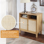 Buffet Cabinet with Storage,Storage Cabinet with Natural Rattan Decorated Doors,Rattan Cabinet with Adjustable Shelf,Sideboard for Living Room,Kitchen,Hallway,2 doors, storage, Natural W1998128705-djyc