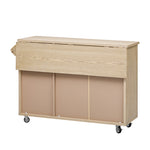 K&K 51.2"W Ash Veneer (Not Cheap Paper) Solid Wood Handwoven Kitchen Island with Drop Leaf, Coastal Kitchen Island on Wheels with Internal Storage Rack, Rolling Kitchen Cart, Nature Wood N707P207916Y-djyc