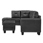 Sectional 3-Seaters Sofa , reversible recliner, Storage pad and wood grain cup holder, Non-slip leg, pu, black W487S00241-djyc
