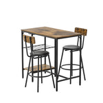Bar Table and Chairs Set for 2, 3 Pieces Pub Dining Table Set, 2 Bar Stools PU Upholstery Seat with Backrest for Kitchen, Apartment, Small Space W1903P149802-djyc