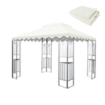 10x10 Ft Outdoor Patio Gazebo Replacement Canopy,Double Tiered Gazebo Tent Roof Top Cover Only wavy border(Frame Not Include)-Beige W419P198351-djyc