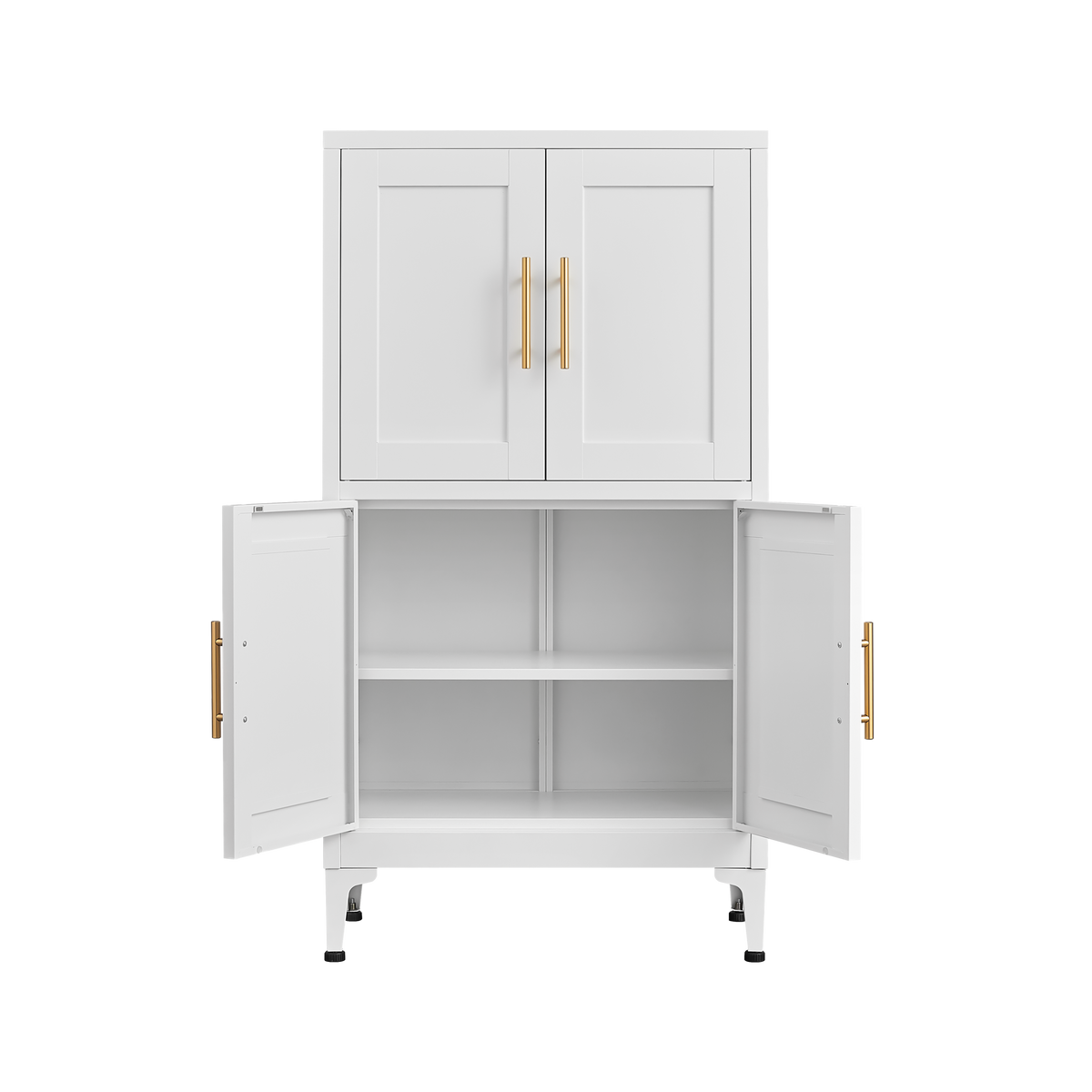 White Metal Kitchen Storage Cabinet, Kitchen Pantry Storage Cabinet with Doors and Shelves, Storage Cabinet with Adjustable Leveling Foot for Kitchen, Living Room and Dining Room W W328P194192-djyc