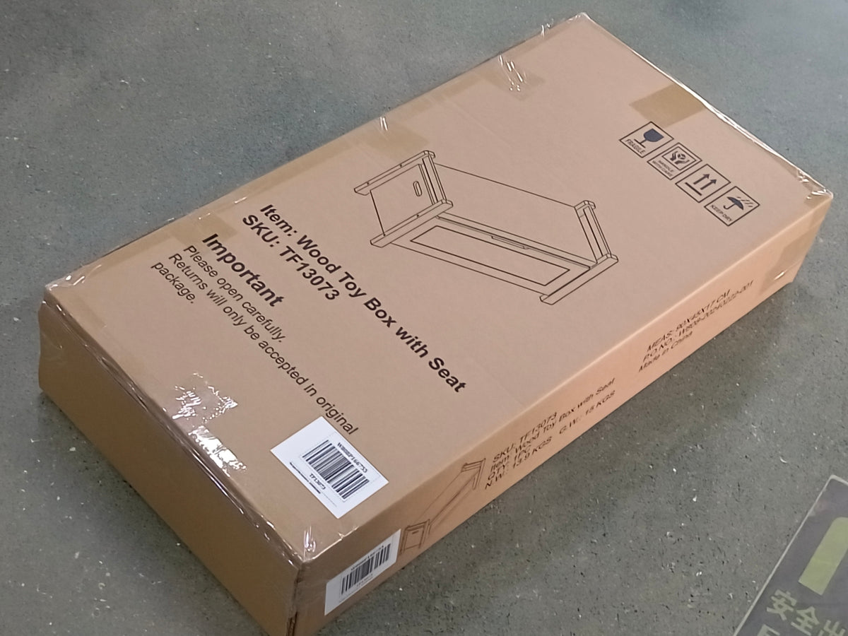 Kids Toy Box Chest, White Rubber Wood Toy Box for Boys Girls, Large Storage Cabinet with Cushion Seat Bench/Flip-Top Lid/Safety Hinge, Toy Storage Organizer Trunk for Nursery, Playroom W808P166755-djyc